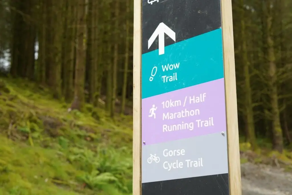 Whinlatter Forest 10km and half marathon running trail sign