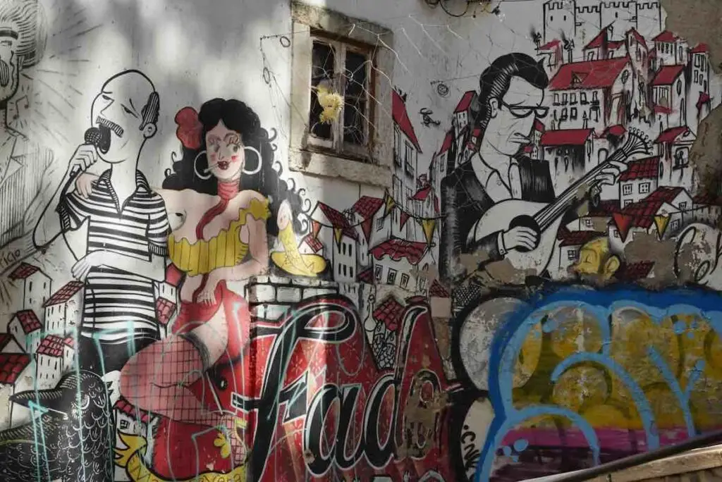 Mural to Severa Fado signer in Mouraria, Lisbon