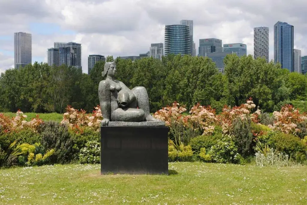 Woman and Fish sculpture in Millwall Park, London