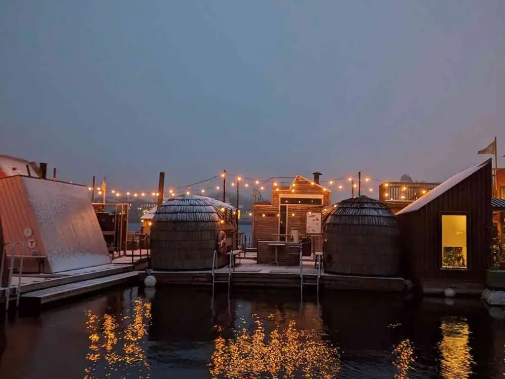 Reflections of moon light in Oslo saunas