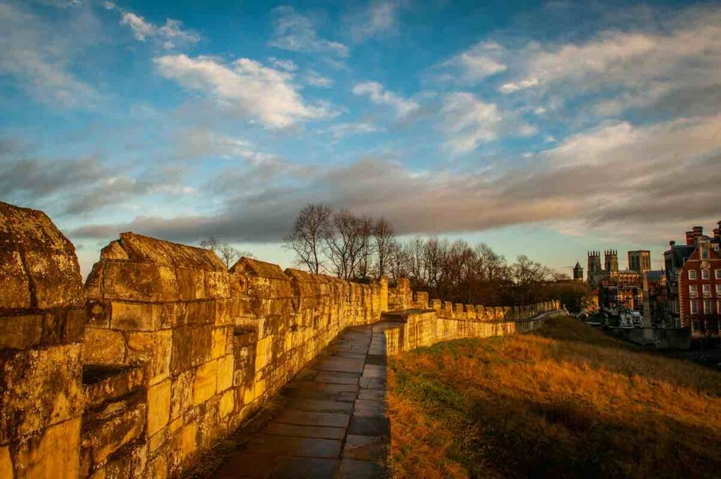 York walls with York minster in background