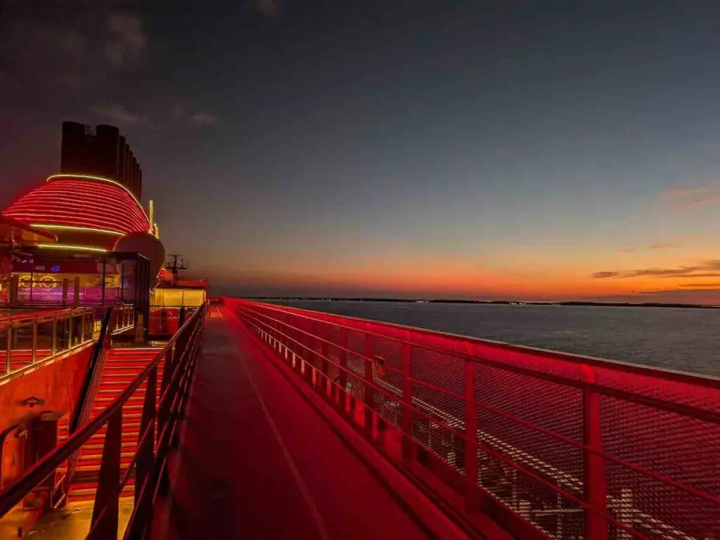 Virgin Voyages The Runway track at sunrise