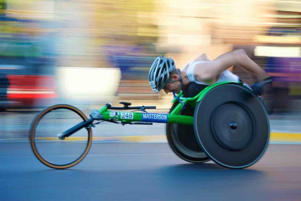 Wheelchair racing in a blur